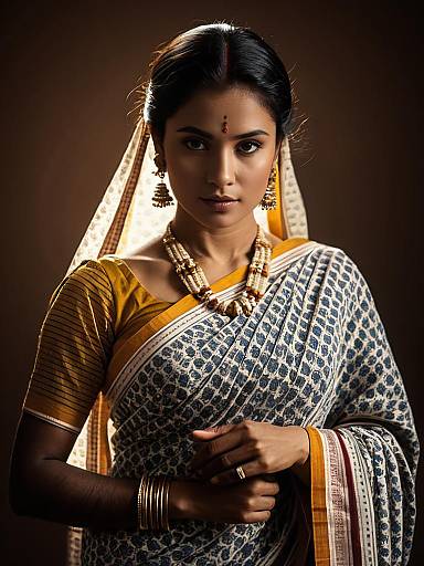 Elegant Woman in Malmal Cotton Saree