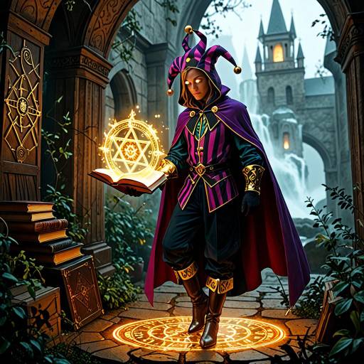 Enigmatic Jester in a Magical Circle