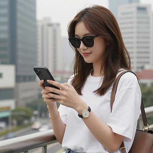 Young Woman Using Smartphone in City
