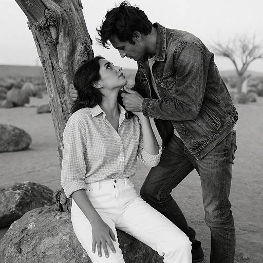 Intense Connection in Desert Landscape