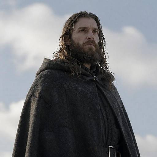 Bearded Man with Wet Hair in Snow