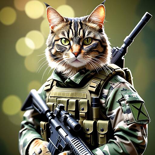 Cat Soldier in Tactical Military Uniform