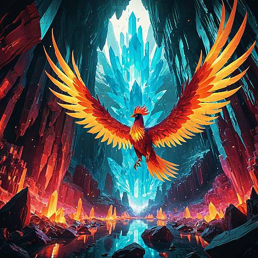 Phoenix Soaring in Crystal Cave