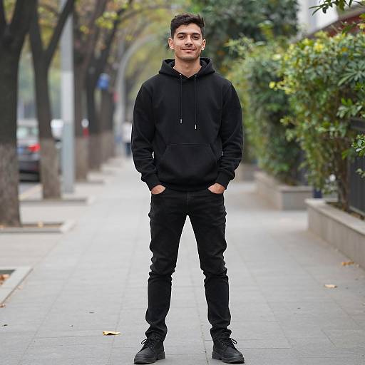 Urban Summer Style in Full Black Outfit