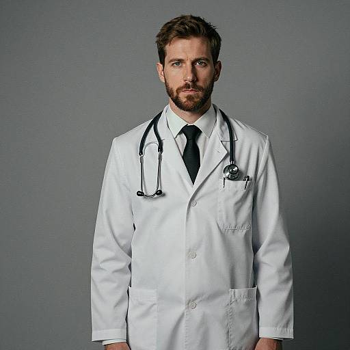 Male Doctor in Lab Coat with Stethoscope