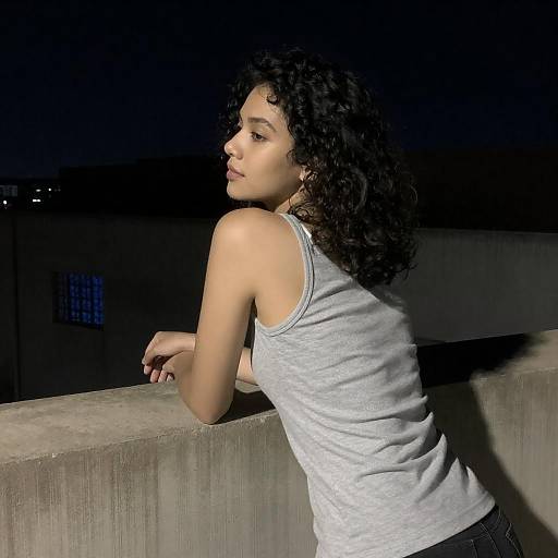 Nighttime Portrait of a Thoughtful Woman