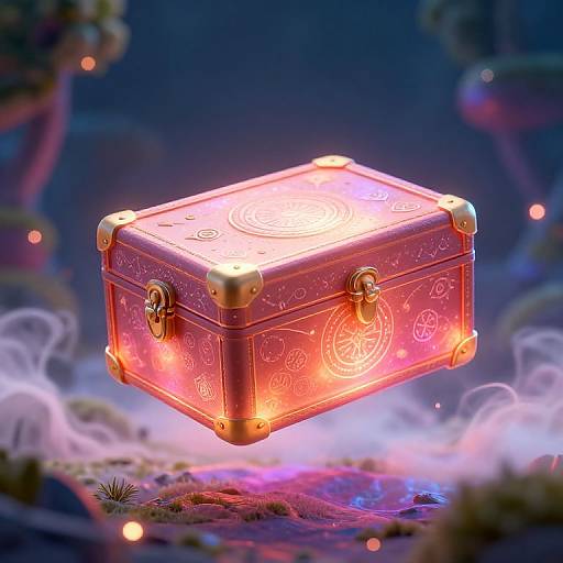 Glowing Caja in Surreal Fantasy Landscape