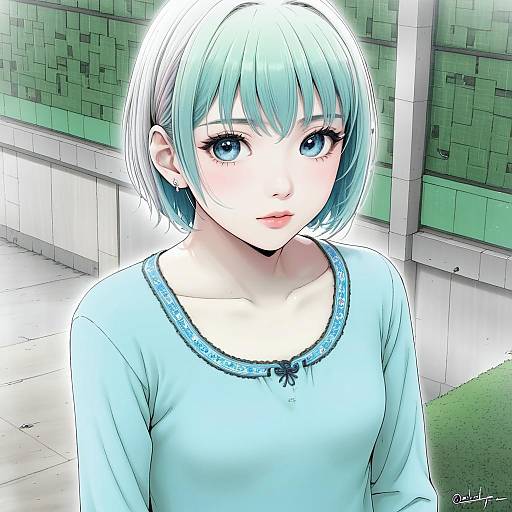 Illustration of Aoba moca, bang dream! in the style of Chacharan