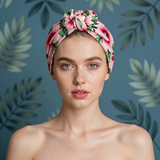 Portrait of a Young Woman in Floral Headwrap