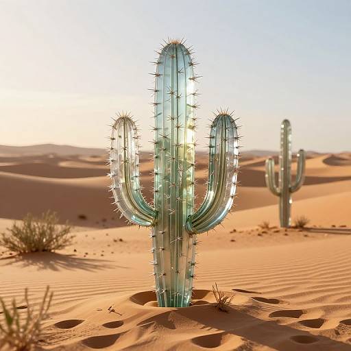 Glass Cacti in Desert Dunes