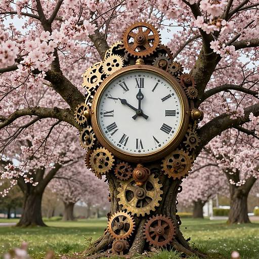 Majestic Tree with Clockwork Blossoms