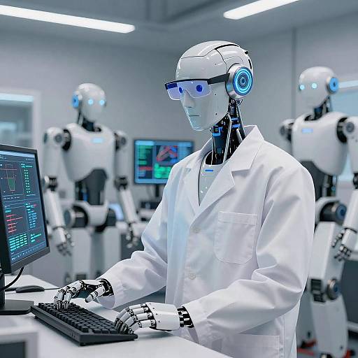Futuristic Robot in High-Tech Laboratory