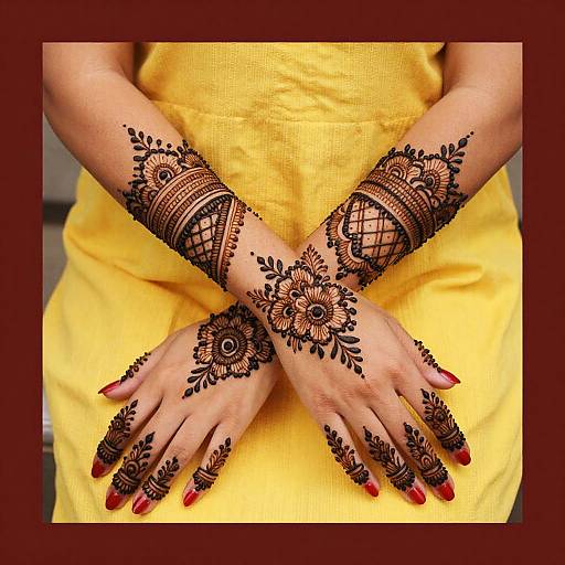 Intricate Henna Hands with Bold Colors