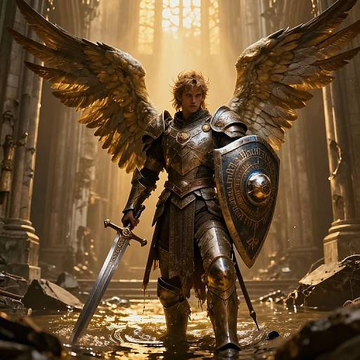 Runed Warrior Angel in Ruined Cathedral