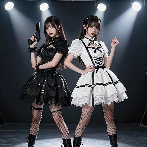Gothic Lolita Duo Under Stage Lights