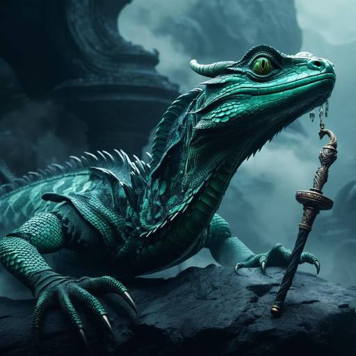Hyper-Detailed Basilisk in Dark Fantasy Hyper-Detailed Basilisk in Dark Fantasy