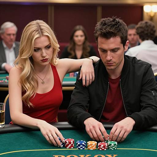 Intense Casino Showdown at Poker Table