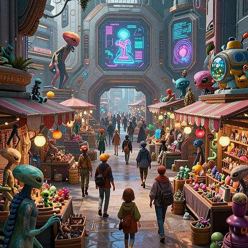 Futuristic Alien Marketplace Perspective
