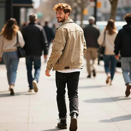 Confident Young Male Artist on Sidewalk