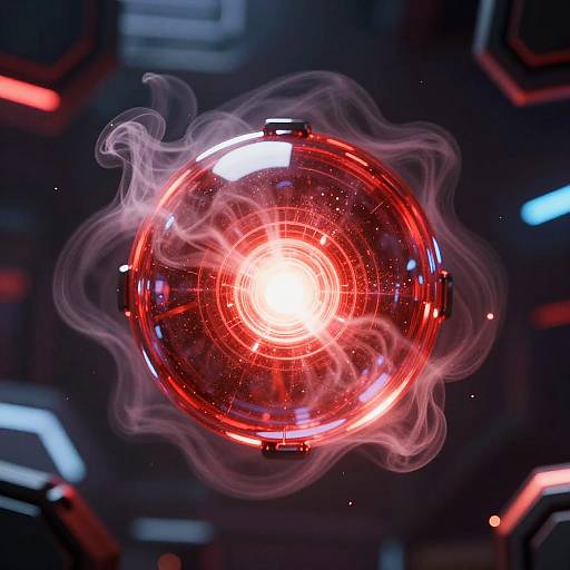 Glowing Red Orb in Sci-Fi Setting