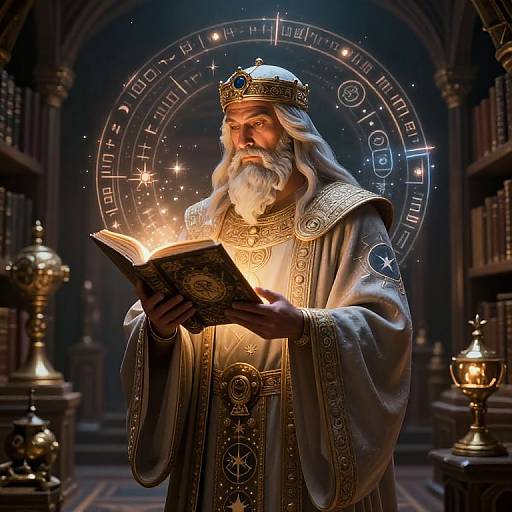 Mystical Vizier in Enchanted Library