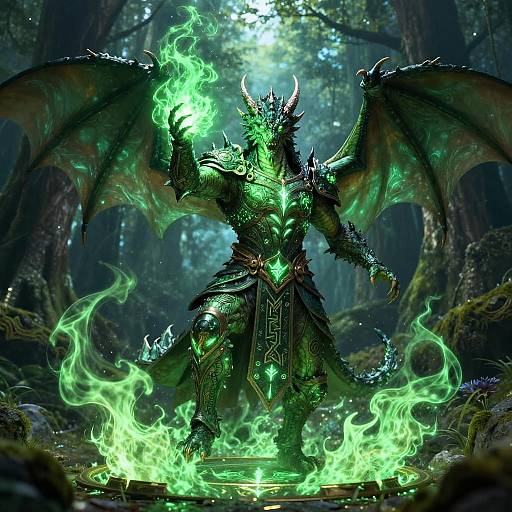 Emerald Dragon Mage Casting Spell