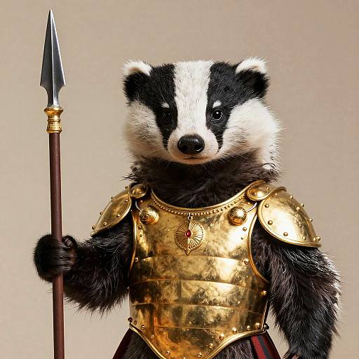 Anthropomorphic Badger President with Spear