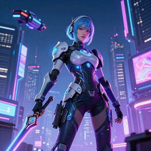 Korya Cyber-Warrior in Neon City