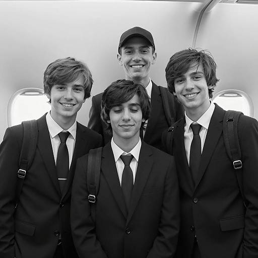 Group of Young Men in Vintage Attire