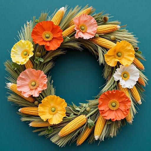Surreal Oversized Poppy and Broom Corn Wreath