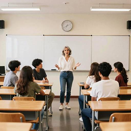 Modern Interactive Classroom with Teacher