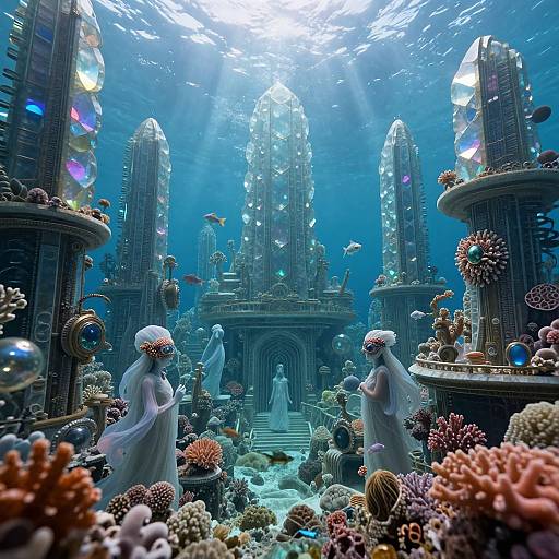 Surreal Underwater Gemstone Metropolis