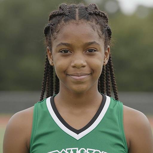 Confident Cheerleader in Vibrant Green Costume