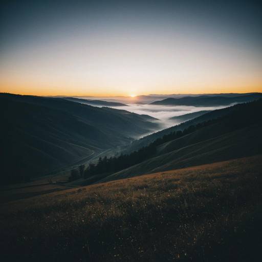 Foggy Valley at Dramatic Sunset