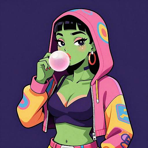 Groovy Alien Girl Hip-Hop Character