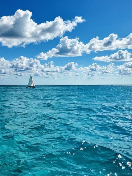 Sailboat on Turquoise Ocean