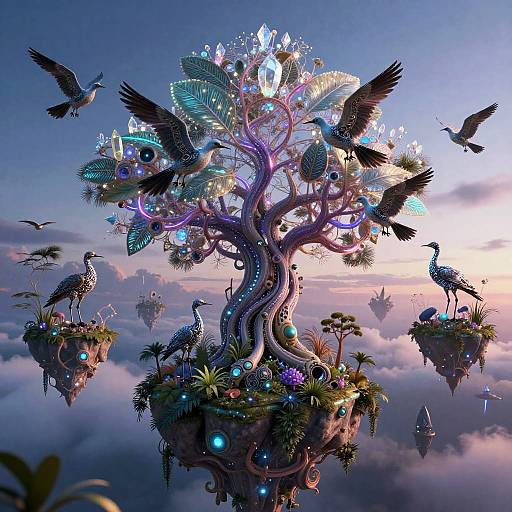 Neon Skyborne Biomechanical Archipelago