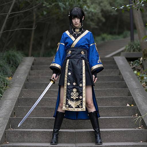 Warrior Woman in Ornate Dress Photograph