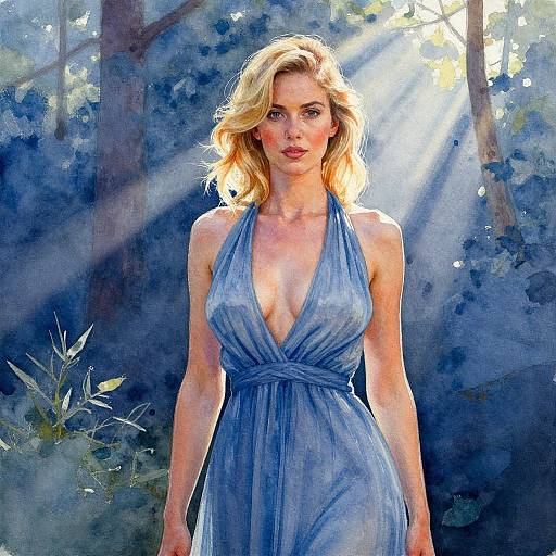 Blue-Hued Blonde in Forest Light