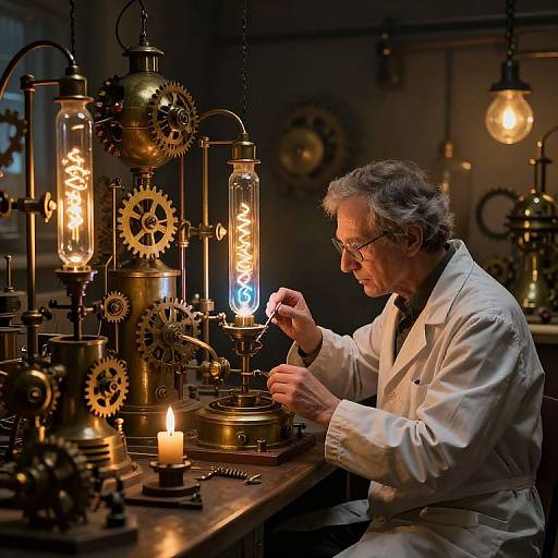 Cozy Steampunk Scientist's Laboratory