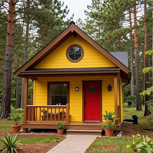 Cozy Yellow Log Cabin in Pines