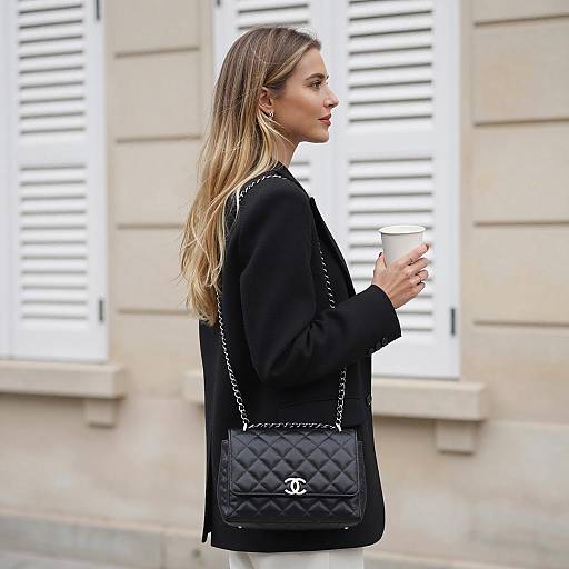 Chic Woman in Black Blazer Portrait