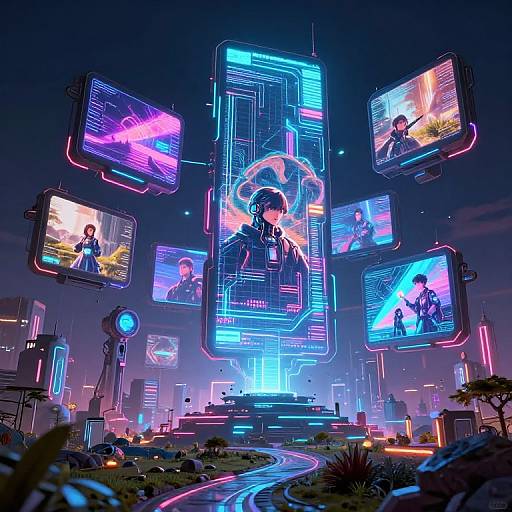Surreal Futuristic Neon Landscape