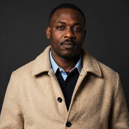 Portrait of Black Man in Beige Coat