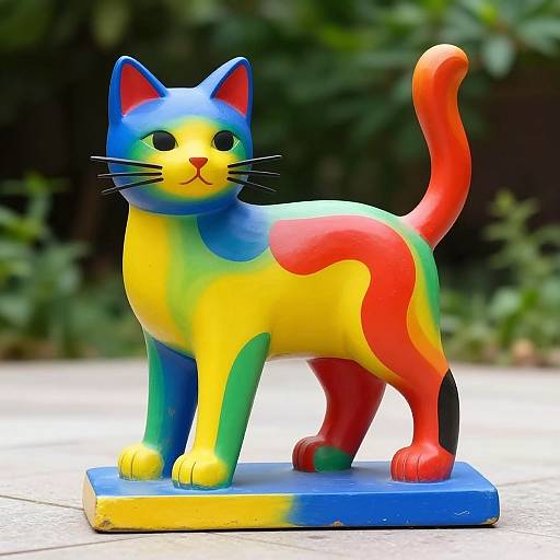 Vibrant Matisse-Inspired Cat Sculpture
