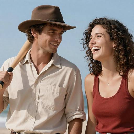 Young Couple Smiling at Beach