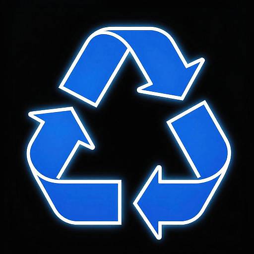Electric Blue Glowing Recycle Logo