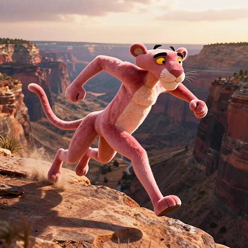 Dynamic Pink Panther Leaping Scene