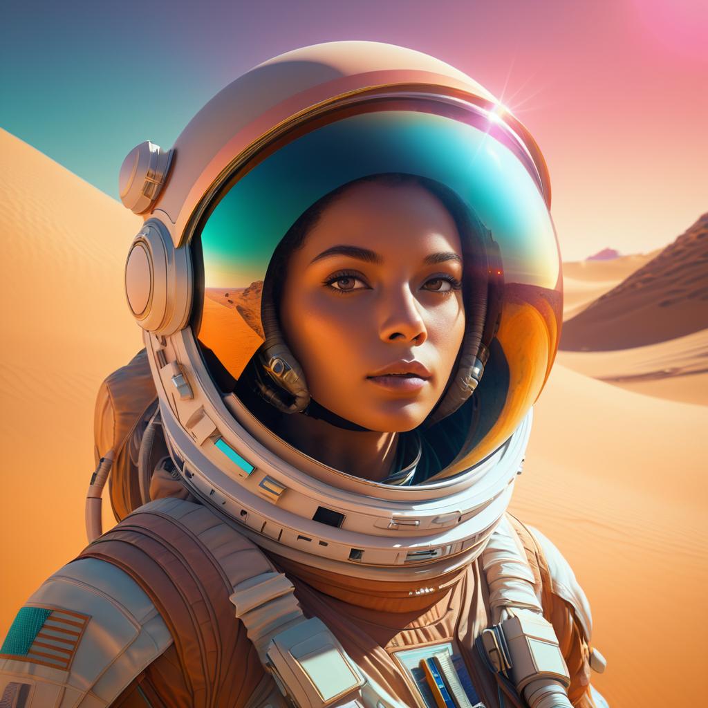 Surreal Astronaut Portrait with Cosmic Elements