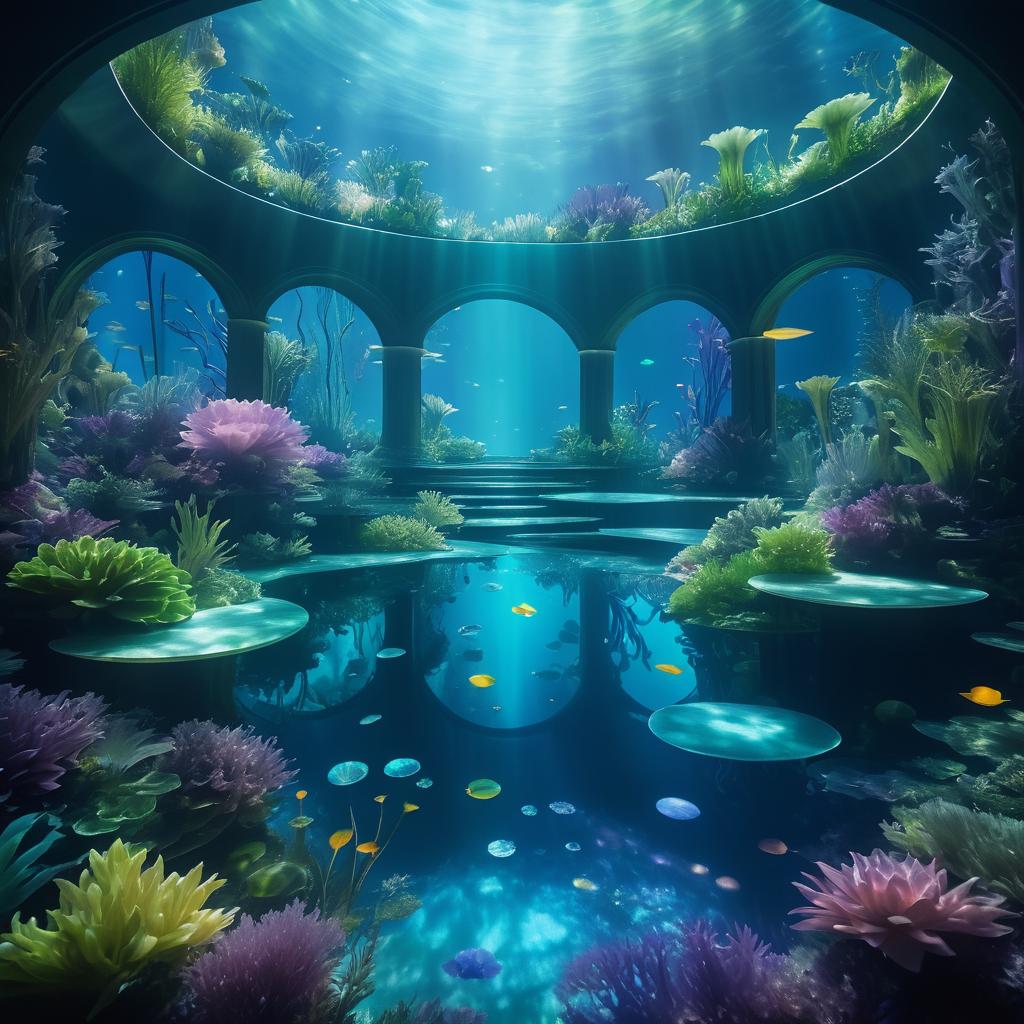 Mystical Underwater Garden Under Moonlight